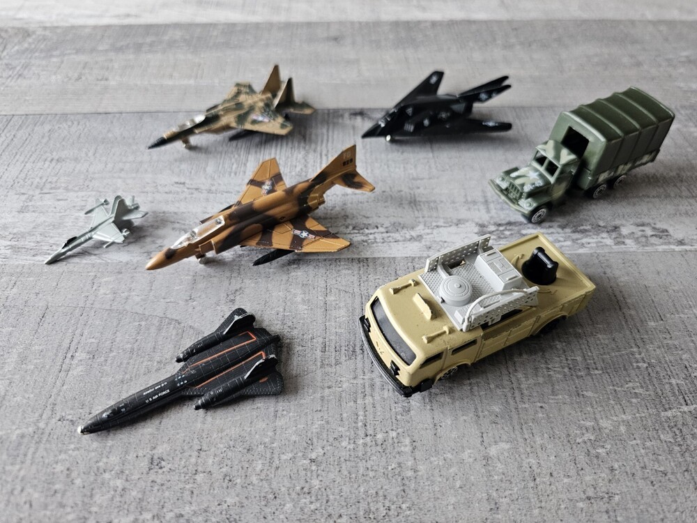 Vintage Majorette Sonic Flashers LOT Military Diecast Vehicles Jets 1990s Toys